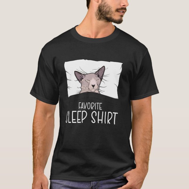 Favourite Sleep Shirt Sphinx Cat, Napping Cat Paja (Front)