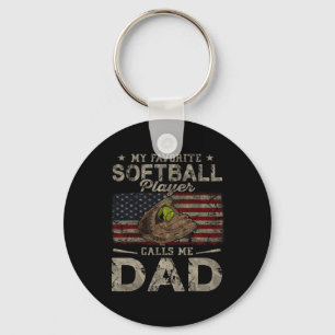 Favourite Softball Player Calls Me Dad Father's Da Key Ring