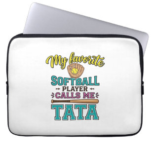 Favourite Softball Player Calls Me TATA Shirt Desi Laptop Sleeve