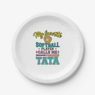Favourite Softball Player Calls Me TATA Shirt Desi Paper Plate