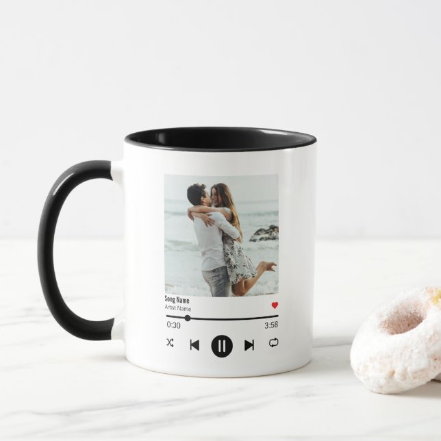 Favourite Song Music Playlist Photo with Qr code Mug (With Donut)
