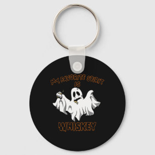 Favourite Spirit Is Whiskey Boo Groovy Cute Ghost Key Ring
