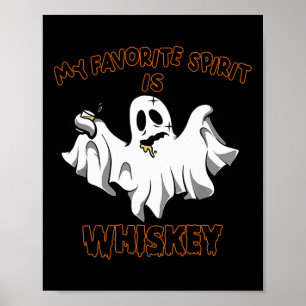 Favourite Spirit Is Whiskey Boo Groovy Cute Ghost Poster