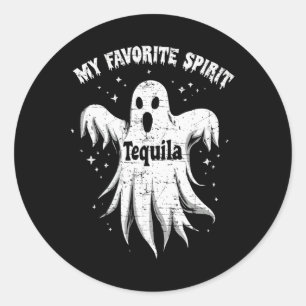 Favourite Spirit Tequila Drinking Ghost Halloween Classic Round Sticker