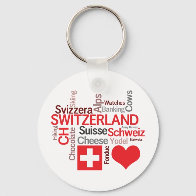Favourite Swiss Things - I Love Switzerland Key Ring (Front)
