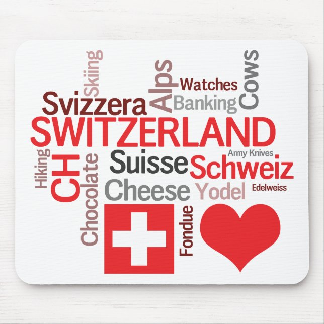 Favourite Swiss Things - I Love Switzerland Mouse Pad (Front)