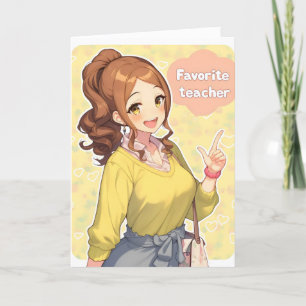 Favourite Teacher Anime Woman Holiday Card