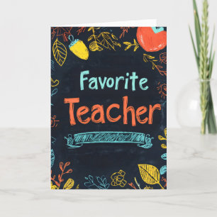 Favourite Teacher Blackboard Colours Holiday Card