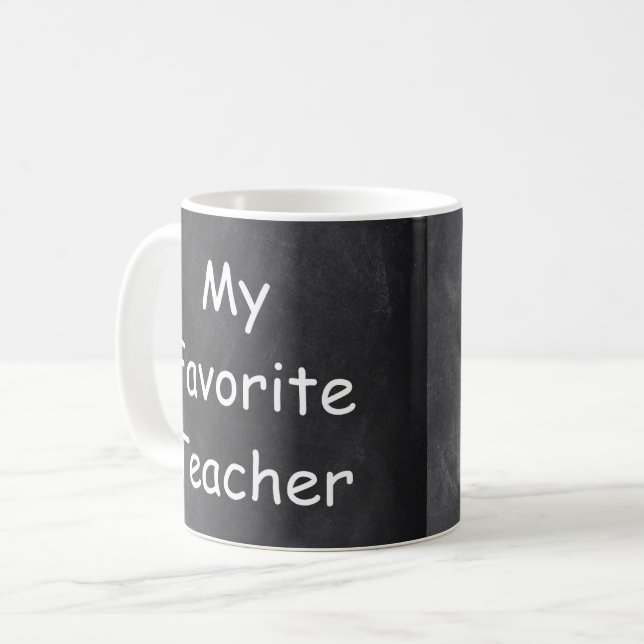 Favourite Teacher Chalkboard Design Gift Idea Coffee Mug (Front Left)
