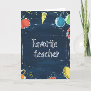Favourite Teacher School Colours Holiday Card