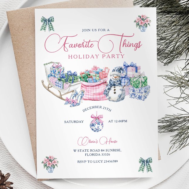 Favourite Thing Chinoiserie Christmas Holiday Part Invitation (Creator Uploaded)