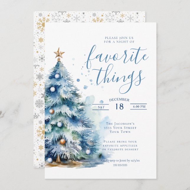 Favourite Things Christmas Holiday Dinner Party Invitation (Front/Back)