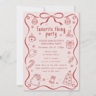 Favourite Things Christmas Party Hand Draw Invitation