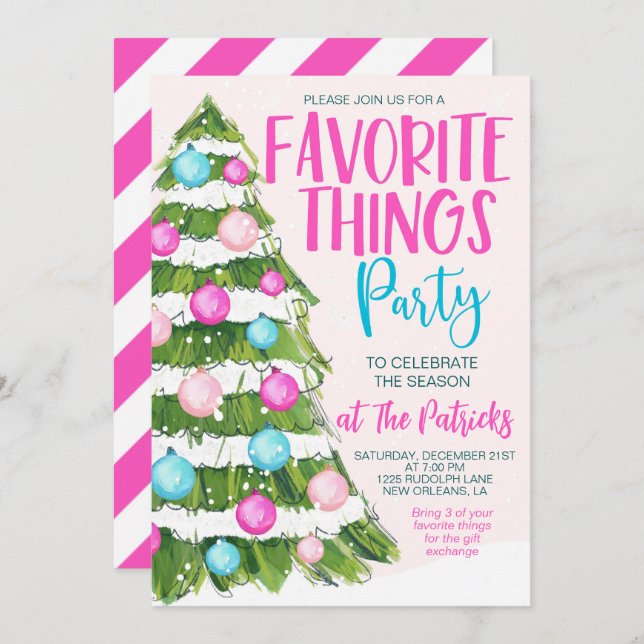 Favourite Things Christmas Party Invitation (Front/Back)