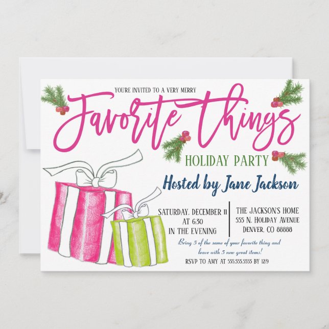 Favourite Things Christmas Party Invitation (Front)