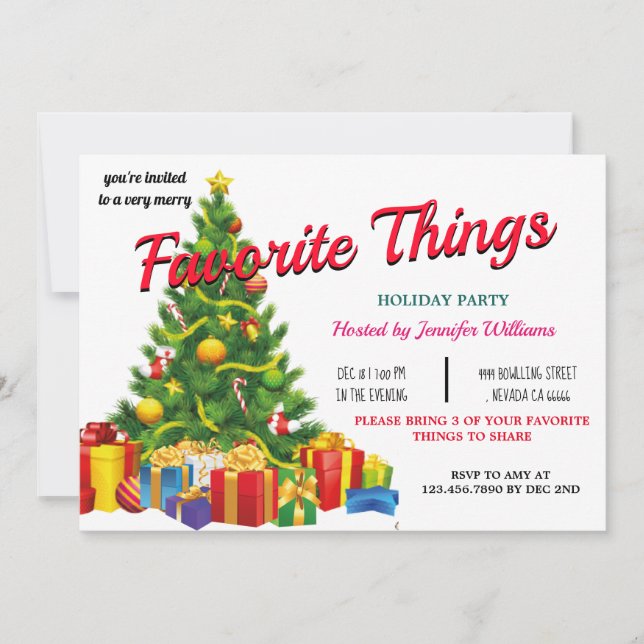 Favourite Things Christmas Party winter rustic chi Invitation (Front)