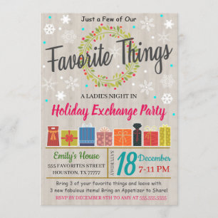 Favourite Things Exchange Party Invitation
