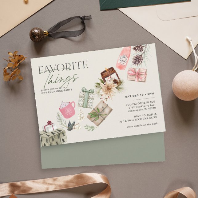 Favourite Things Friend Gift Exchange Holiday Part Invitation (Creator Uploaded)