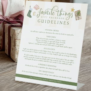 Favourite Things Gift Exchange Guidelines Rules Pedestal Sign