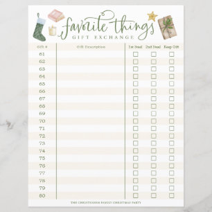 Favourite Things Gift Exchange Tracker #61-80