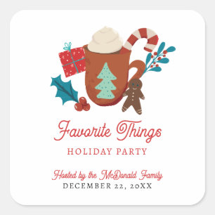 Favourite Things Holiday Party Christmas Cosy Square Sticker