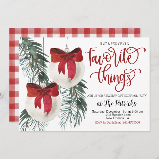 Favourite Things Holiday Party Invitation (Front/Back)