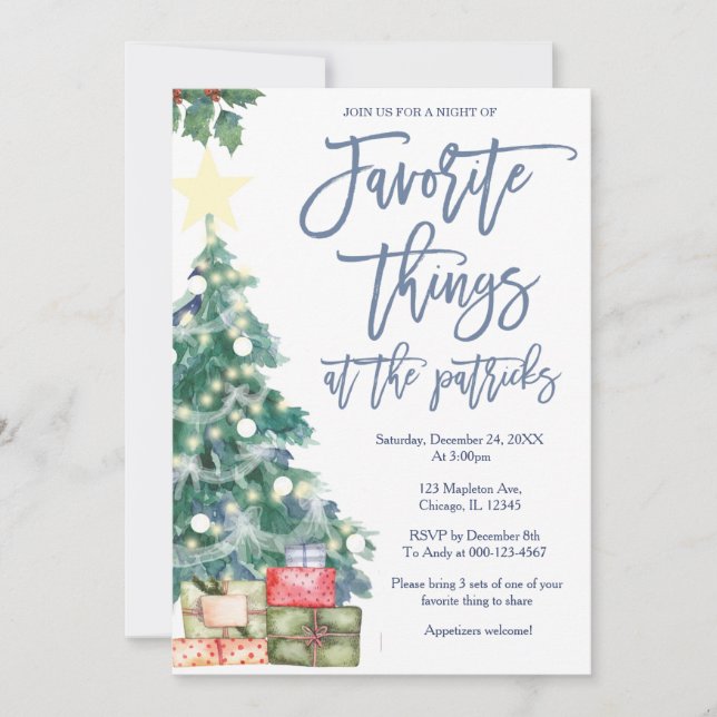 Favourite Things Party Holiday Christmas Party Invitation (Front)