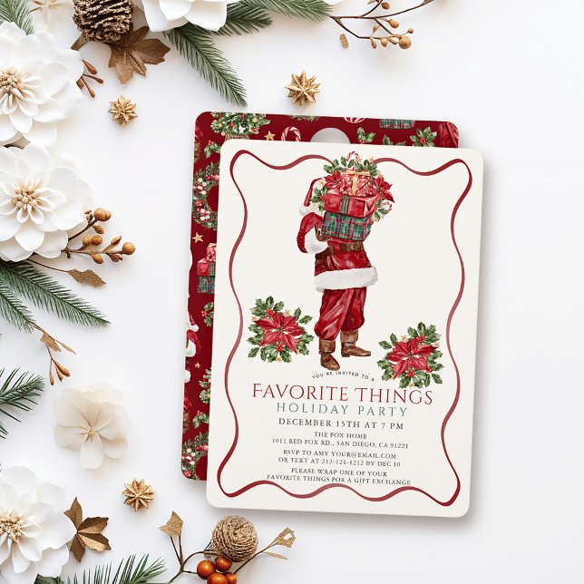 Favourite Things Santa Christmas Holiday Party Invitation (Creator Uploaded)