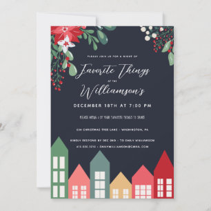 Favourite Things Watercolor Christmas Party  Invitation