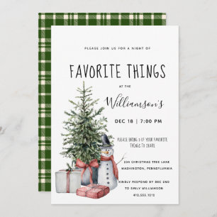 Favourite Things Watercolor Christmas Party  Invitation