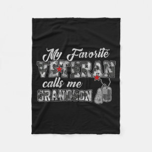Favourite Veteran Calls Grandson Camo Family Fleece Blanket