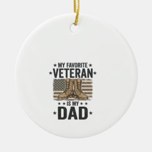 Favourite Veteran Dad Patriotic Combat Boots Shirt Ceramic Ornament
