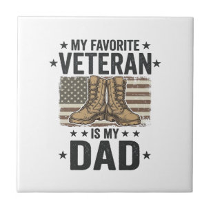 Favourite Veteran Dad Patriotic Combat Boots Shirt Ceramic Tile