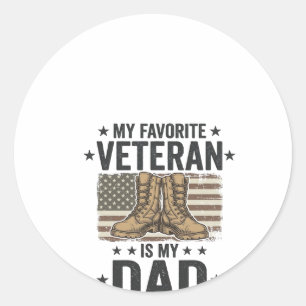 Favourite Veteran Dad Patriotic Combat Boots Shirt Classic Round Sticker
