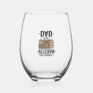 Favourite Veteran Dad Patriotic Combat Boots Shirt Stemless Wine Glass