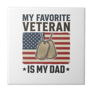 Favourite Veteran Dad Patriotic Dog Tags Design_1 Ceramic Tile