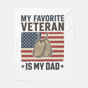 Favourite Veteran Dad Patriotic Dog Tags Design_1 Fleece Blanket