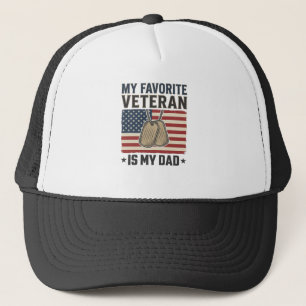 Favourite Veteran Dad Patriotic Dog Tags Design_1 Trucker Hat