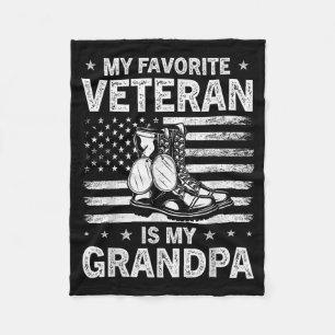 Favourite Veteran Is Grandpa Veterans Day Usa Flag Fleece Blanket