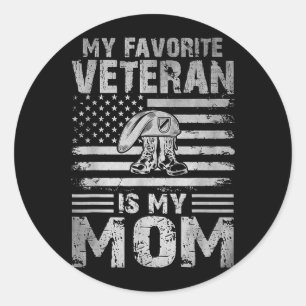 Favourite Veteran is Mum Patriotic Mothers Day Classic Round Sticker