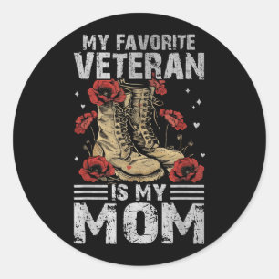 Favourite Veteran is Mum Patriotic Mothers Day Classic Round Sticker