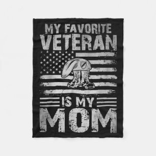 Favourite Veteran is Mum Patriotic Mothers Day Fleece Blanket