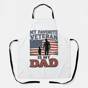 Favourite Veteran Is My Dad Patriotic Shirt Design Apron