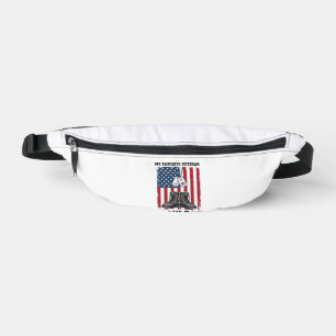 Favourite Veteran Is My Dad Patriotic Shirt Design Bum Bags