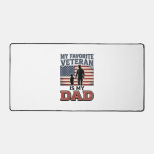 Favourite Veteran Is My Dad Patriotic Shirt Design Desk Mat