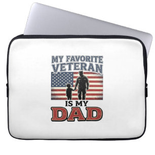 Favourite Veteran Is My Dad Patriotic Shirt Design Laptop Sleeve