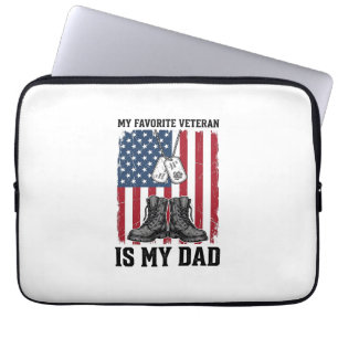 Favourite Veteran Is My Dad Patriotic Shirt Design Laptop Sleeve