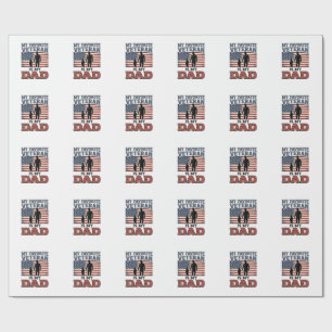 Favourite Veteran Is My Dad Patriotic Shirt Design Wrapping Paper