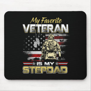 Favourite veteran is stepdad flag fathers veterans mouse pad
