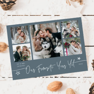 Favourite Year Holiday Newlywed Photo Slate Blue Card